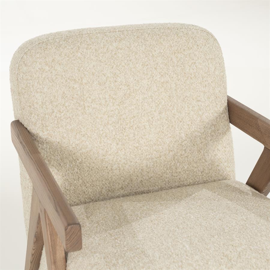 Fauteuil Francis | Beige Stof & essenhout