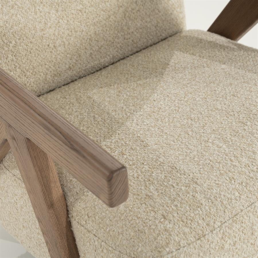 Fauteuil Francis | Beige Stof & essenhout