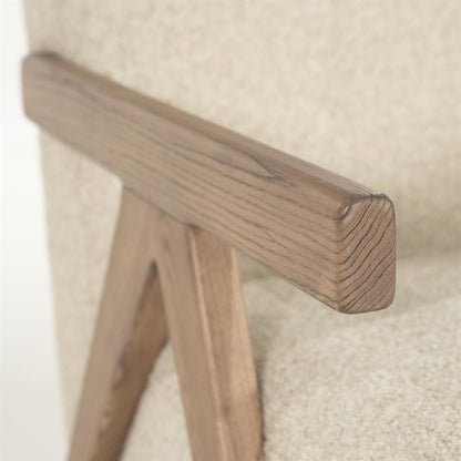 Fauteuil Francis | Beige Stof & essenhout