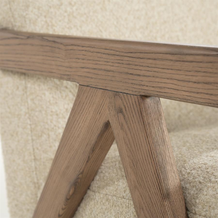 Fauteuil Francis | Beige Stof & essenhout