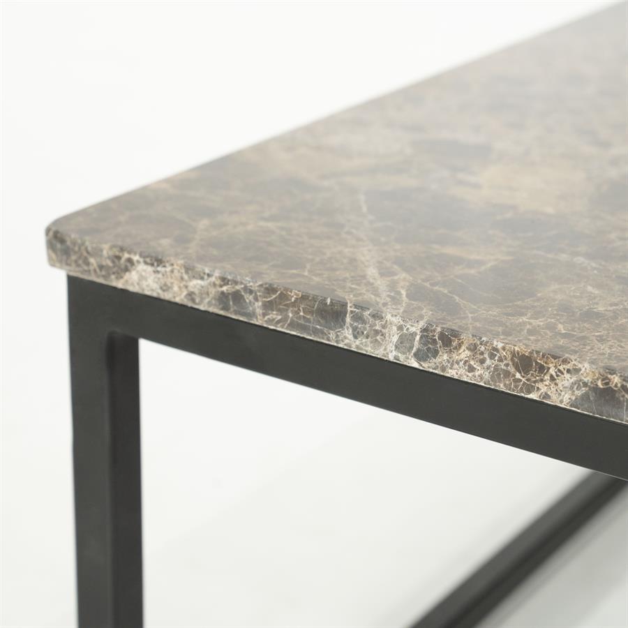 Salontafel Rico zwart ijzer, detail van het materiaal