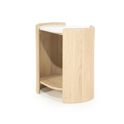 Bijzettafel Don | Naturel Eiken hout en marmer