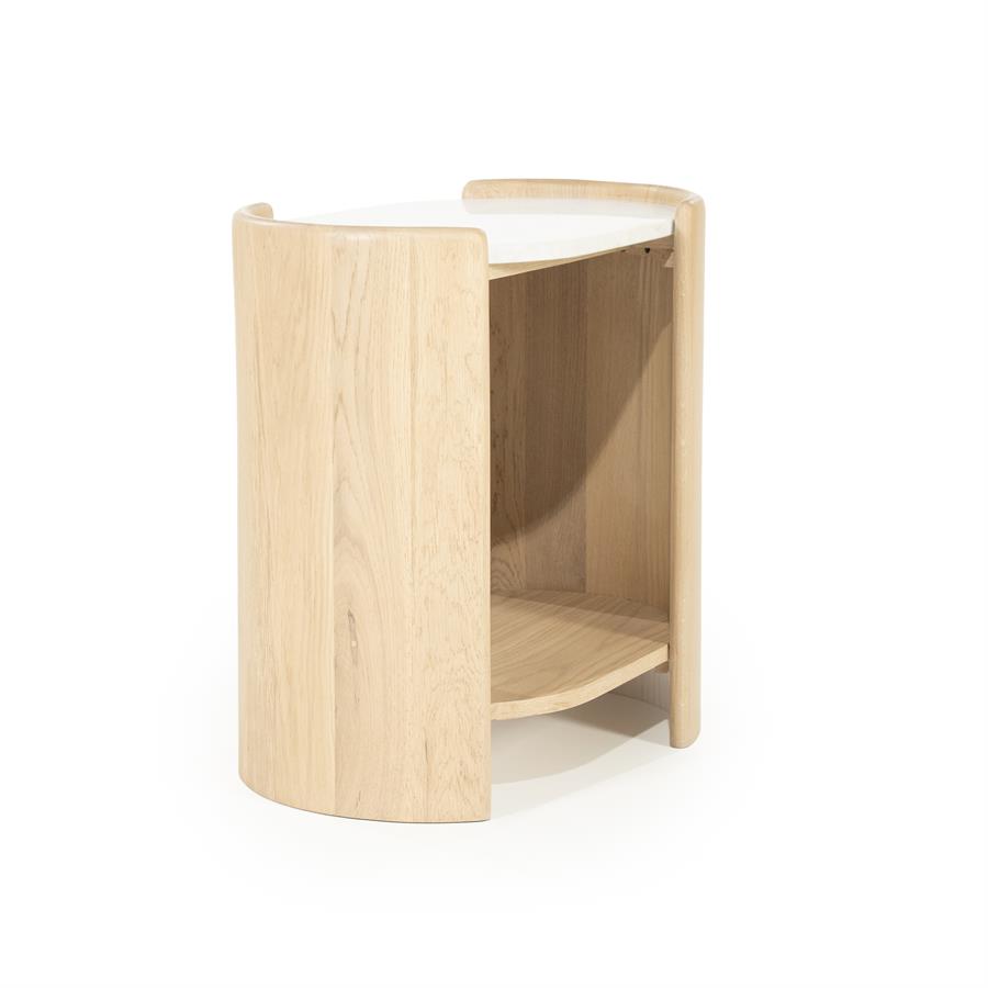 Bijzettafel Don | Naturel Eiken hout en marmer