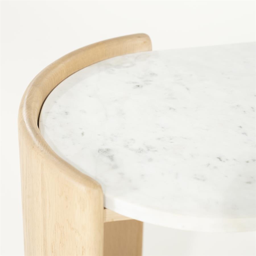 Bijzettafel Don | Naturel Eiken hout en marmer
