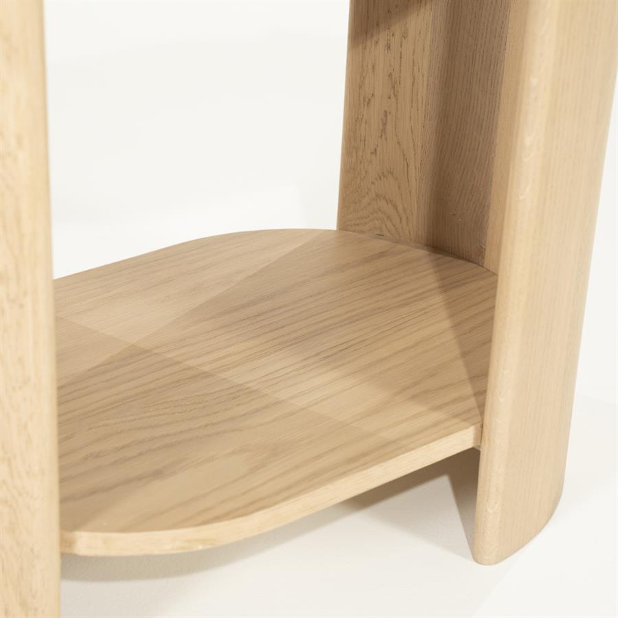 Bijzettafel Don | Naturel Eiken hout en marmer