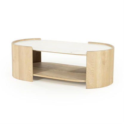 Salontafel Don | Naturel Eiken hout en marmer