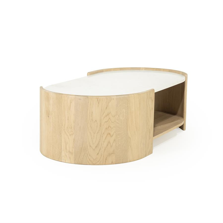 Salontafel Don | Naturel Eiken hout en marmer