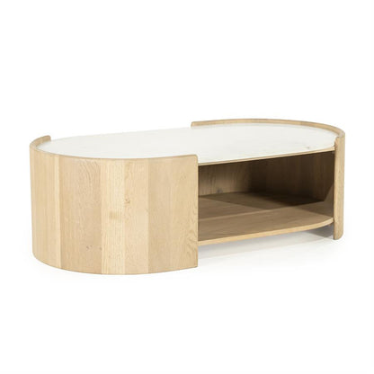 Salontafel Don | Naturel Eiken hout en marmer