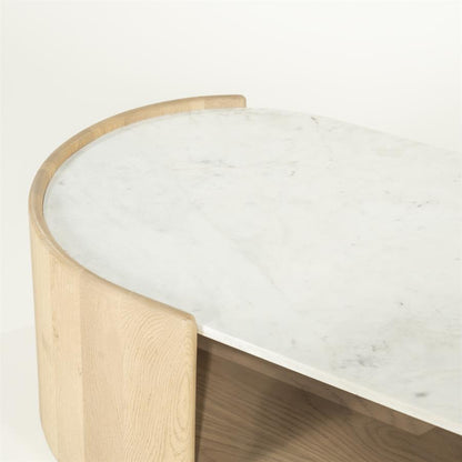 Salontafel Don | Naturel Eiken hout en marmer