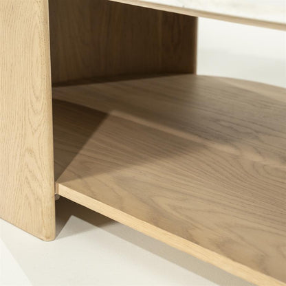 Salontafel Don | Naturel Eiken hout en marmer