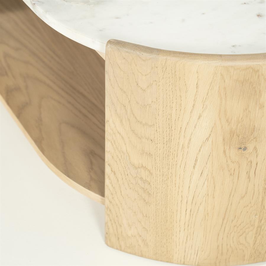 Salontafel Don | Naturel Eiken hout en marmer