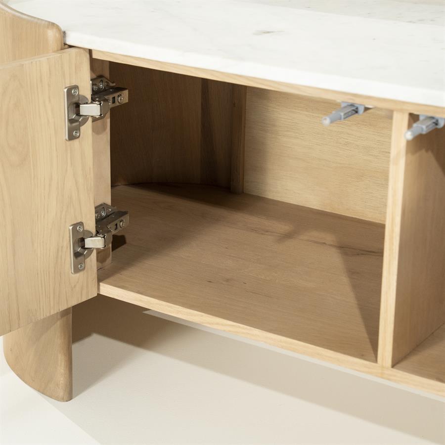 Tv-meubel Don | Bruin Eiken hout en marmer — Detail