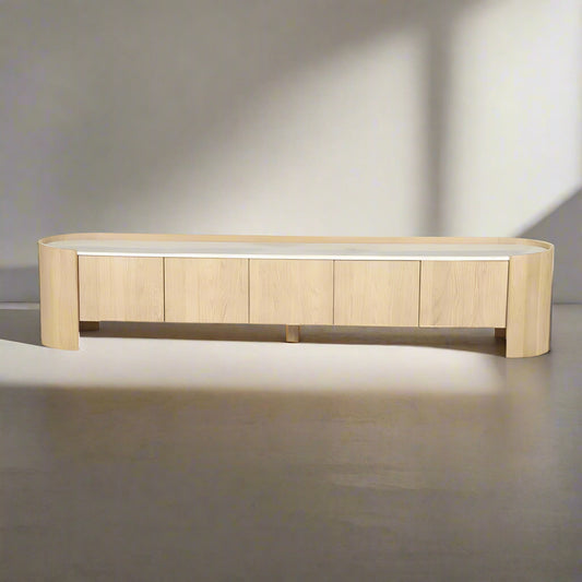 Tv-meubel Don | Bruin Eiken hout en marmer