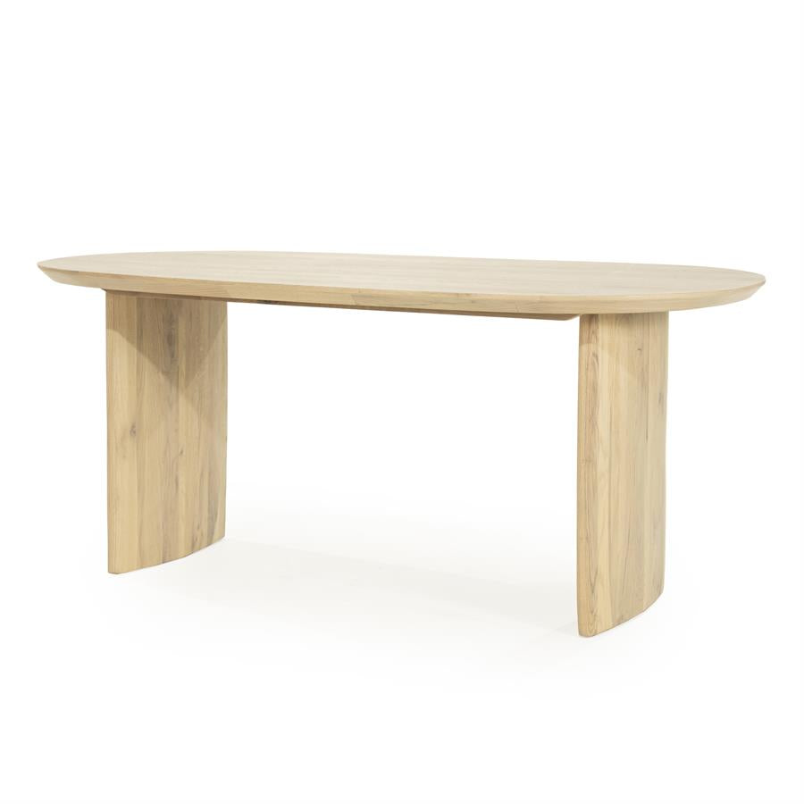 Eettafel Dex | Naturel Eikenhout — Zijaanzicht - witfoto