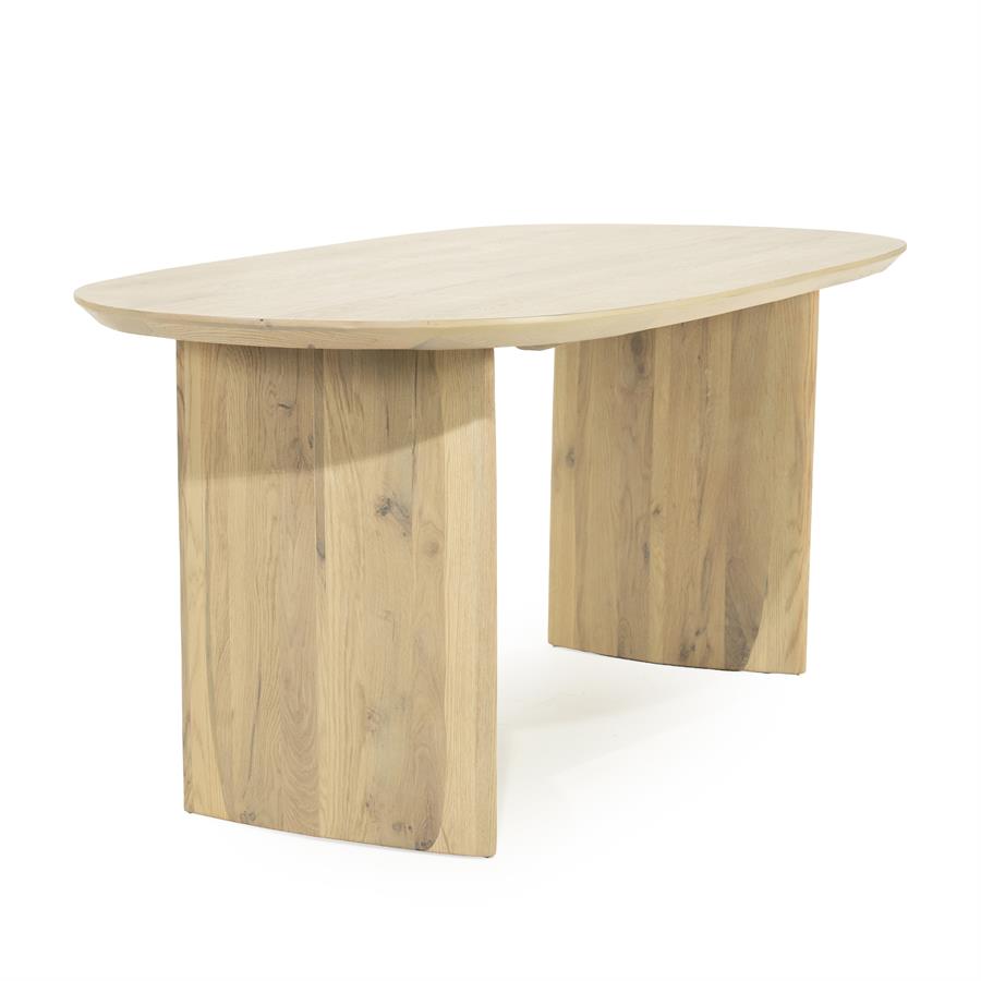 Eettafel Dex | Naturel Eikenhout — Zijaanzicht - witfoto