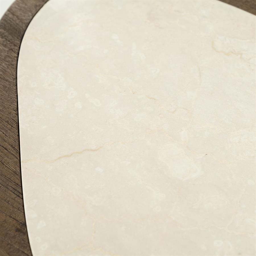 Bijzettafel Fred | Bruin Mango hout & Botticino marmer