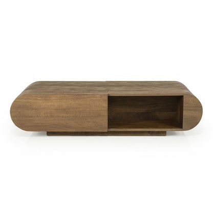 Salontafel King bruin mango hout & mango fineer, vooraanzicht op witte achtergrond