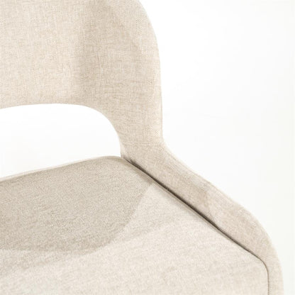 Eetkamerstoel Odette beige stof, detail van het materiaal
