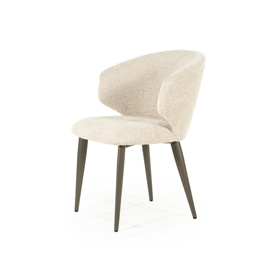 Eetkamerstoel Mateo | Stof Beige | Onderstel Brons