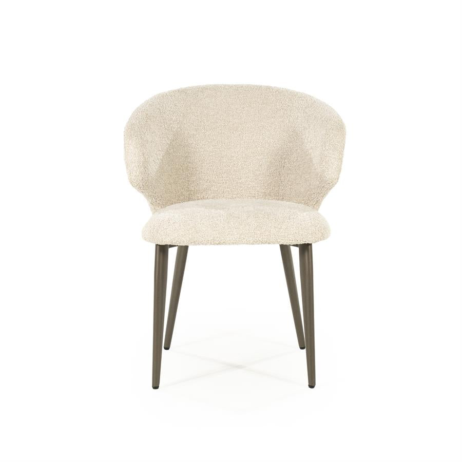 Eetkamerstoel Mateo | Stof Beige | Onderstel Brons