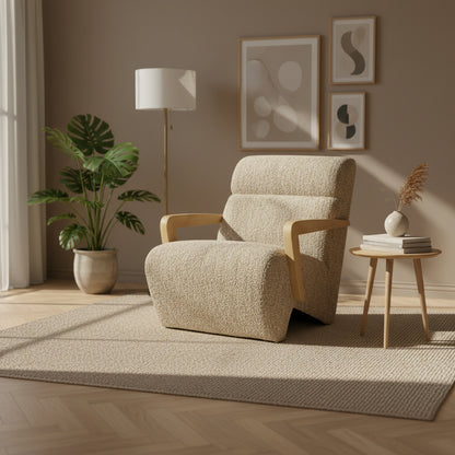 Fauteuil Olek | Beige Bay | Naturel Essenhout