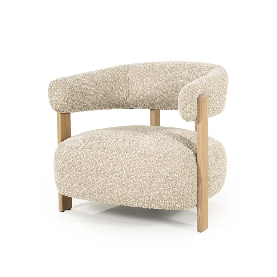Fauteuil Lola | Taupe Stof — Zijaanzicht - witfoto