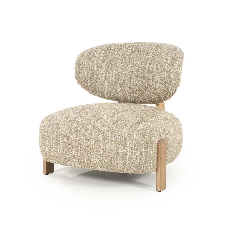 Fauteuil Reza | Beige Stof | Naturel Poot