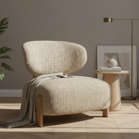Fauteuil Reza | Beige Stof | Naturel Poot