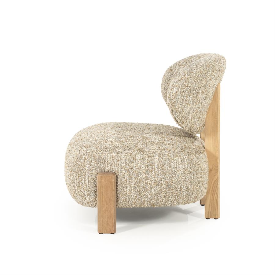 Fauteuil Reza | Beige Stof | Naturel Poot
