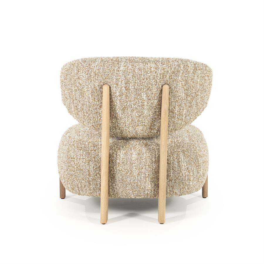 Fauteuil Reza | Beige Stof | Naturel Poot
