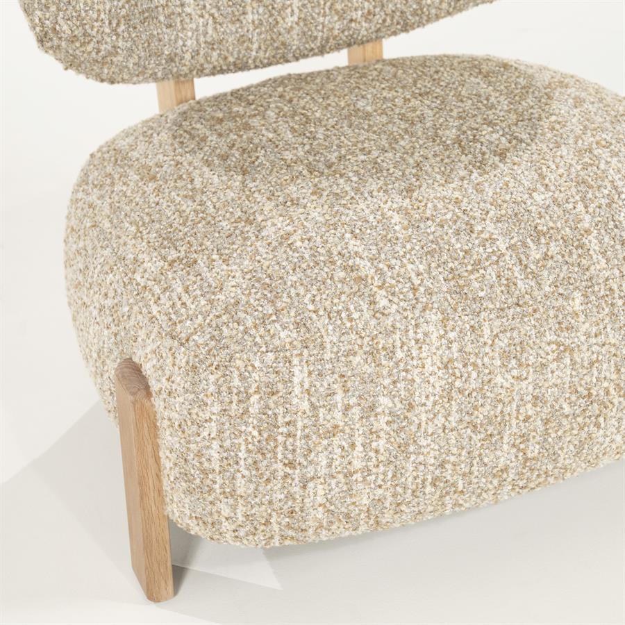 Fauteuil Reza | Beige Stof | Naturel Poot