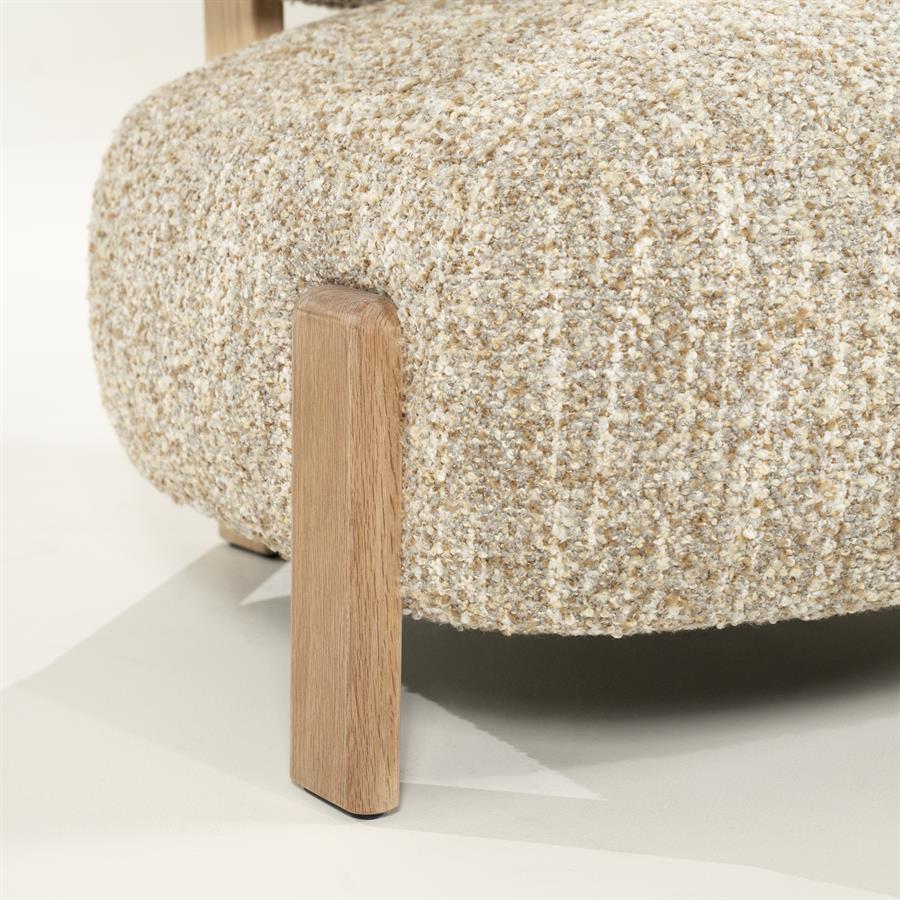 Fauteuil Reza | Beige Stof | Naturel Poot