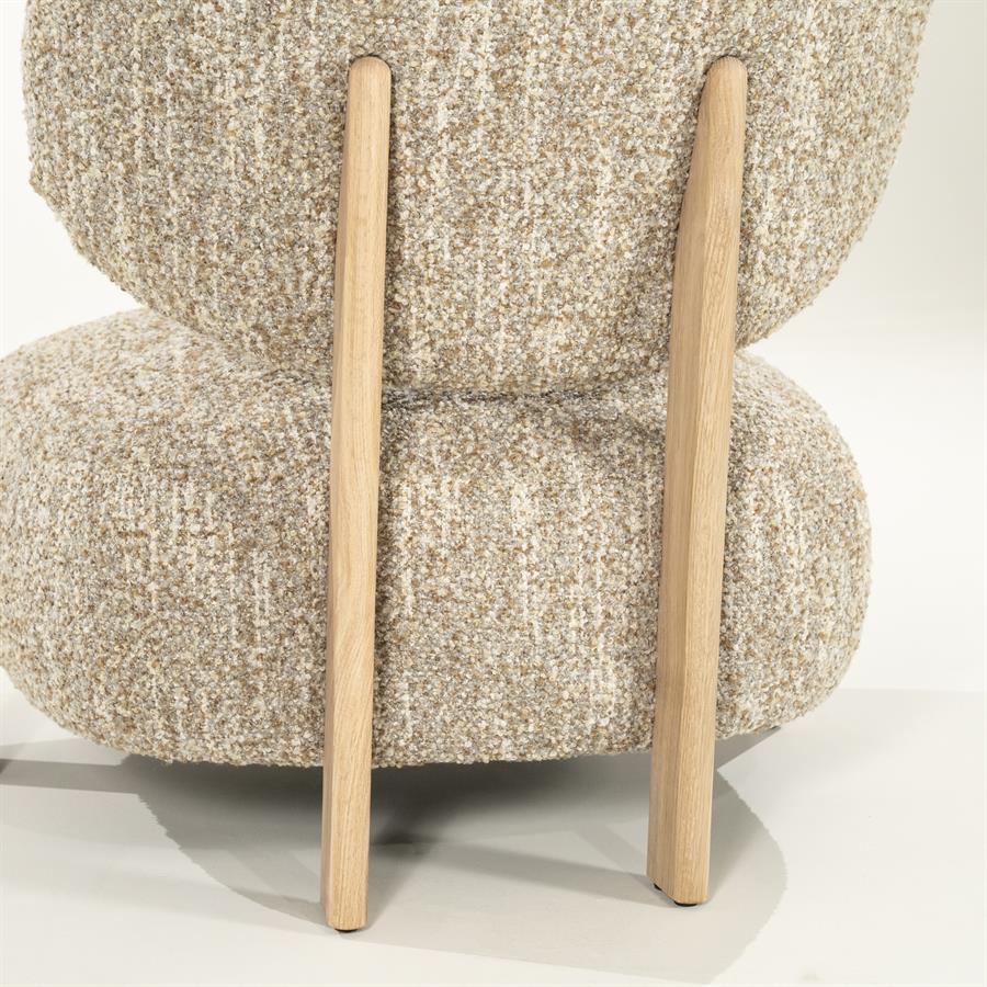 Fauteuil Reza | Beige Stof | Naturel Poot