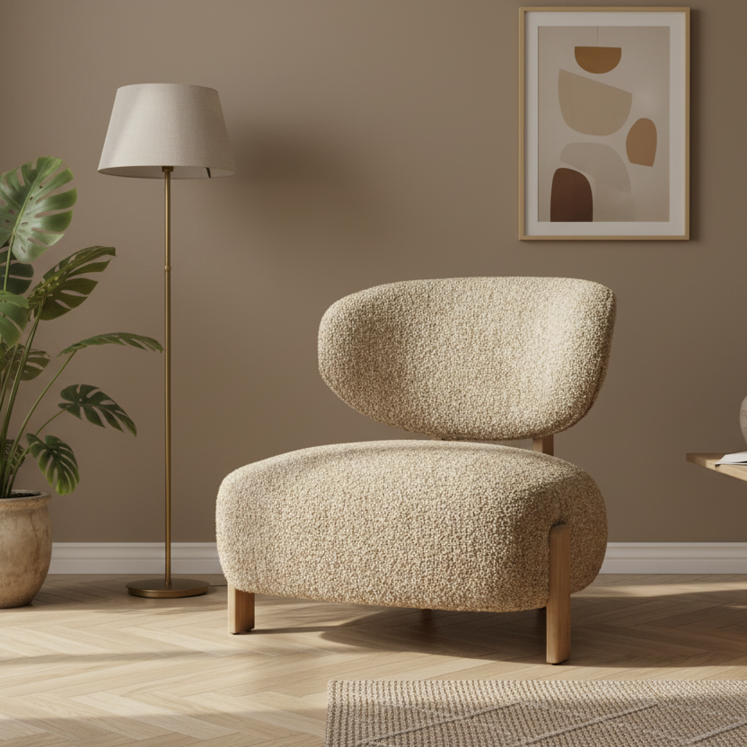 Fauteuil Reza | Taupe Stof | Naturel Poot