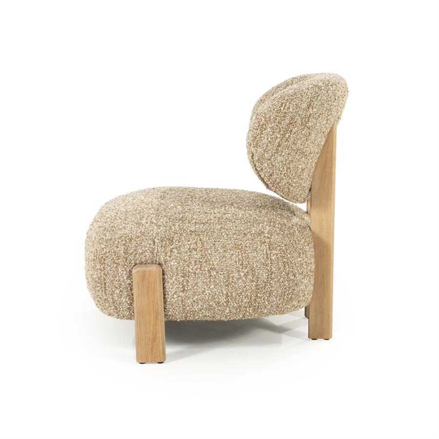 Fauteuil Reza | Taupe Stof | Naturel Poot
