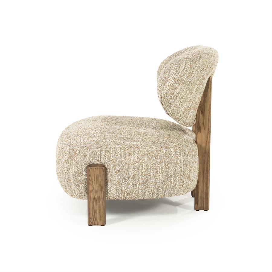 Fauteuil Reza | Beige Stof | Bruine Poot