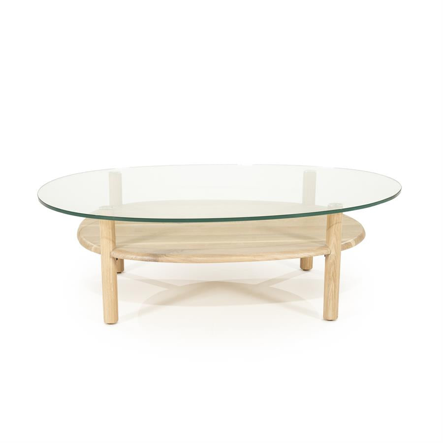 Salontafel Cleo | Naturel Eikenhout — Zijaanzicht - witfoto