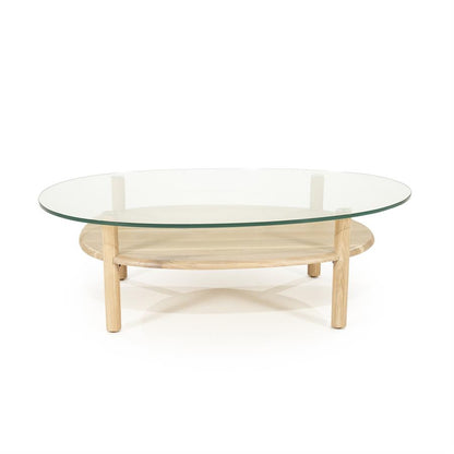 Salontafel Cleo | Naturel Eikenhout — Zijaanzicht - witfoto