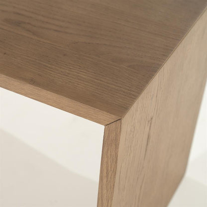 Salontafel Flo bruin eiken fineer, detail van het materiaal