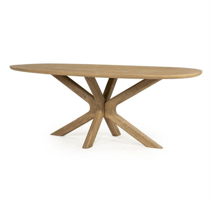 Eettafel Tycho |  Naturel Mangohout | Deens Ovaal — Zijaanzicht - witfoto