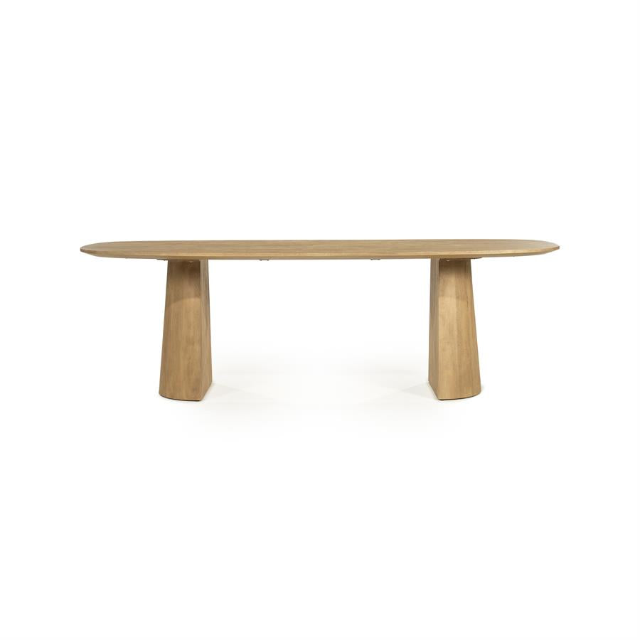 Eettafel Lune | Naturel Mangohout — Zijaanzicht - witfoto