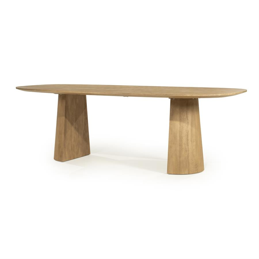 Eettafel Lune | Naturel Mangohout — Zijaanzicht - witfoto