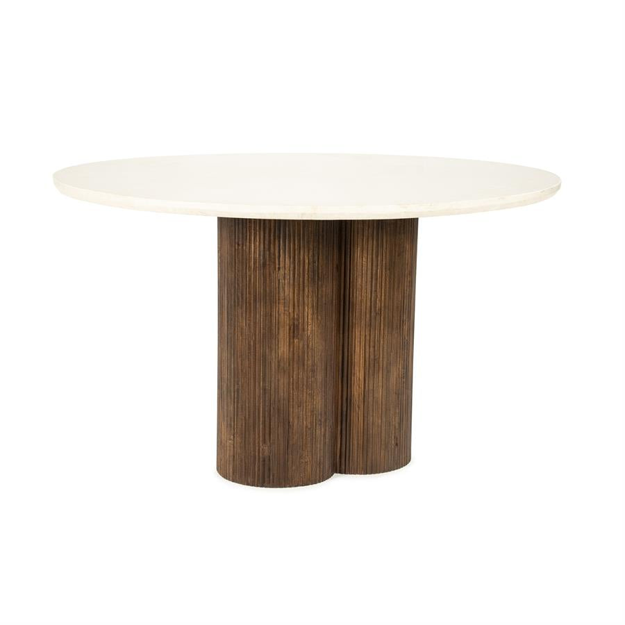Eettafel Xanni | Botochino Marmer | Rond — Zijaanzicht - witfoto