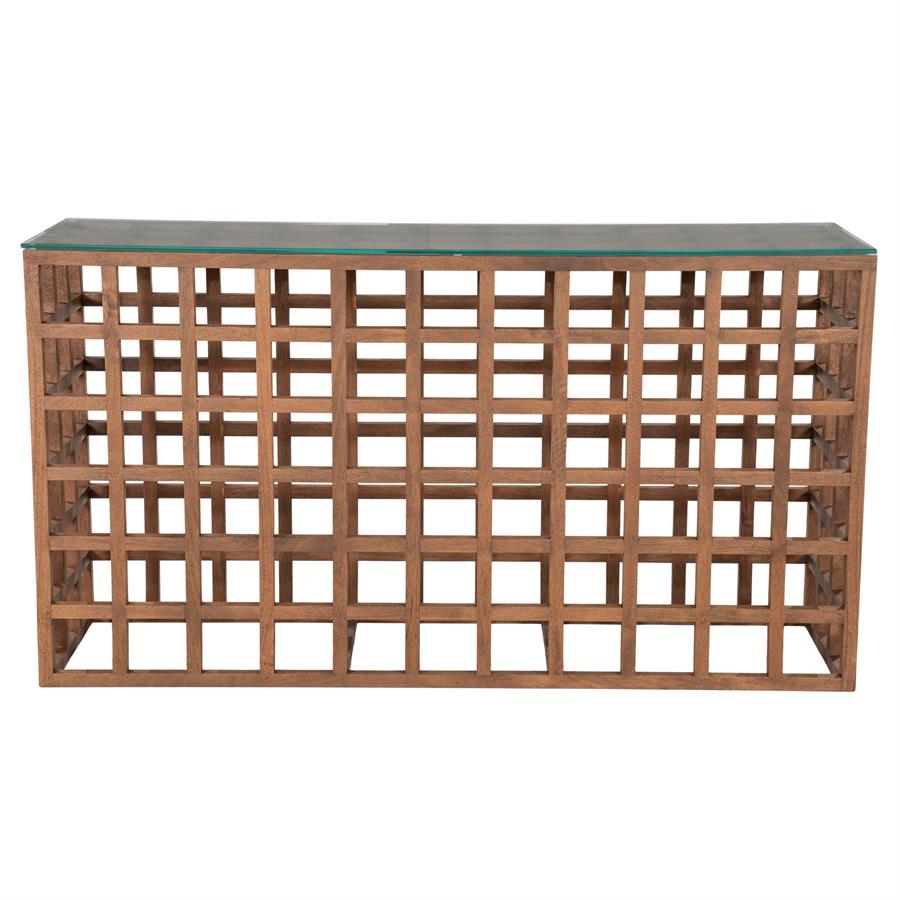 Sidetable Heras | Bruin Mango hout & glas