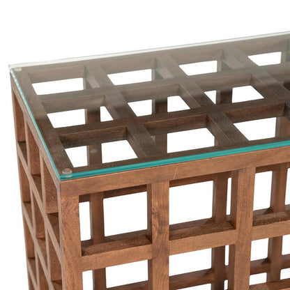 Sidetable Heras | Bruin Mango hout & glas