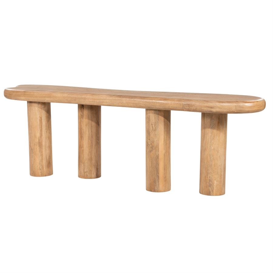 Sidetable Nigel naturel mangohout, schuin vooraanzicht op witte achtergrond