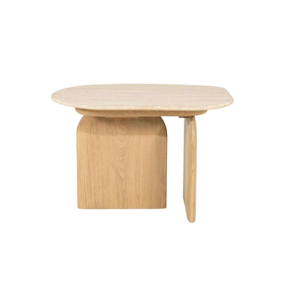 Bijzettafel Lova | Naturel Eikenhout & Travertin