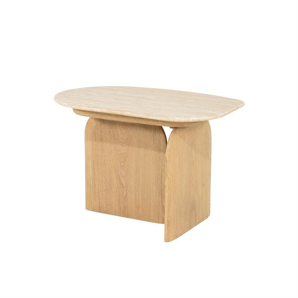Bijzettafel Lova | Naturel Eikenhout & Travertin