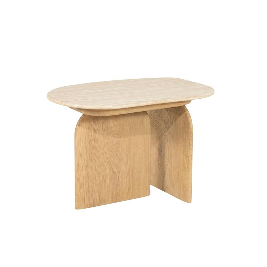 Bijzettafel Lova | Naturel Eikenhout & Travertin