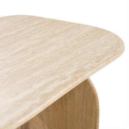 Bijzettafel Lova | Naturel Eikenhout & Travertin